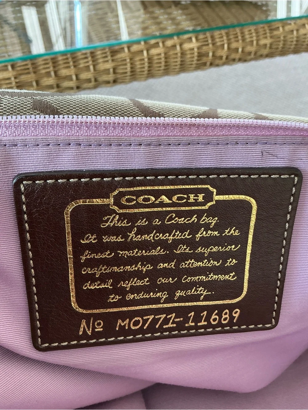 VTG Coach Signature Carly Hobo Bag Brown Khaki Canvas Leather Trim